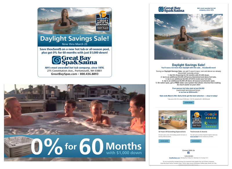Advertising campaign for Great Bay Spa & Sauna.